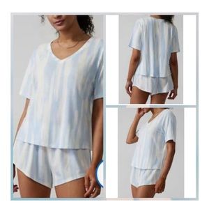 Athleta Nightime Bliss Shorts & Tee Set Size L NWT